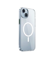 Vendas iPhone 15 Uyumlu Victor Serisi Magsafe Şarj Özellikli Renkli Kamera Çerçeveli Şeffaf Silikon Kılıf (Beyaz)