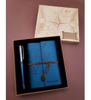 İsme Özel Deri Hatıra Not Defter Kalem & Kişiye Özel Kutuda Defter Kalem Hediye Seti / Hediyelik Kalem Defter Set