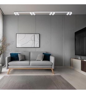 RİOLIGHT MODERN BEYAZ HAREKETLİ BAŞLIK 8XGU10 LED SIRALI SPOT AVİZE(AMPÜL DAHİL)UZUNLUK:120CM
