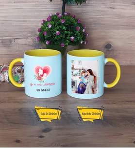 Anneye Doğum Günü Hediyesi Kupa Bardak Sarı Fotoğraflı Anneler Günü Hediyesi