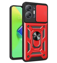Newface İnfinix Hot 30 5G Kılıf Pars Lens Yüzüklü Silikon - Kırmızı