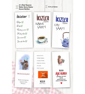 Burç Kahve Sunum Kartları İkizler 6 Lı Motto Kart 7x14 cm