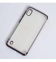 Galaxy A10 Kılıf İnce Köşeleri Renkli Şeffaf Silikon (Siyah)