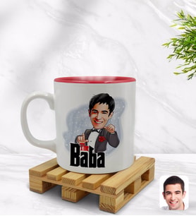 BK Gift Kişiye Özel Baba Godfather Karikatürlü İçi Kırmızı Renkli Kupa Bardak Model 7