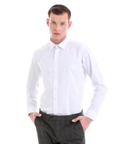 Hatemoğlu Mavi Slim Fit Baskılı Pamuklu Slim Yaka Uzun Kollu Klasik Gömlek