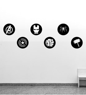 6 Parçalı Avengers Tasarımlı Mdf Tablo (Siyah)