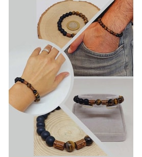 Kaplangözü & Oniks Taşı 8mm Unisex Tasarım Bileklik Hawaii Model (1917)