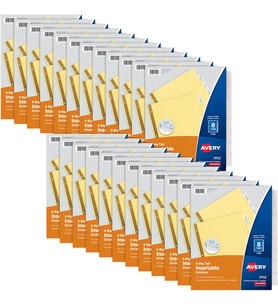 Avery 8-Tab Klasör Bölücüleri, Takılabilir Şeffaf Büyük Sekmeler, 24 Set, 2 Paket (1115)