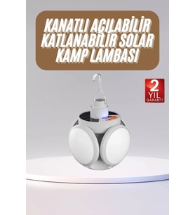Katlanabilir Askılı Kamp Lambası 5 Kanatlı Pratik Güneş Enerjili