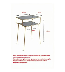 Geyik Yan Sehpa, Metal Sehpa, Cam Sehpa, Salon, Yatak Odası, Antre Altın Füme Cam