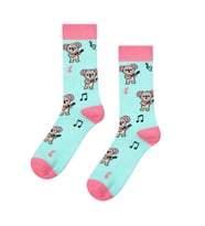 Gitar Çalan Koala Desenli Mint Pembe Unisex Soket Çorap Açıklama