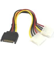 Dişi Sata Power to 2 Molex IDE Power Kablo 6 18AWG 15 Cm erkek sa (Sarı)