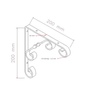12 Adet Burgulu 20 x 20 cm Dekoratif Raf Altı Ayağı Konsol Siyah