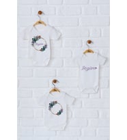Pia Baby Premium %100 Pamuk İsme Özel Organik Baskılı Üçlü Set Çıtçıtlı Bebek Body Zıbın Modelleri 5012-18 (Ekru)