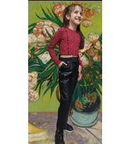 Uzun Kollu Kız Çocuk Bordo Büzgü Detay Crop Model Body , Crop Bluz 