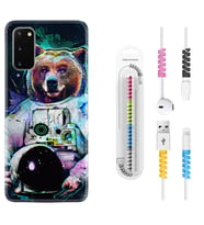 Samsung A02S A03S A10 A12 A13 A21S A22 Kılıf Kablo Koruma Spiral Silikon Astronot Panda 1755