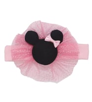 Kız Bebek Pembe Tüllü Siyah Hayvanlı Armalı Bandana (Standart)