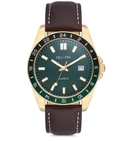 QUARK Qc-420Gl-3A5 METAL KASA ÇELİK KORDON TAKVİMLİ ERKEK KOL SAATİ (Altın)