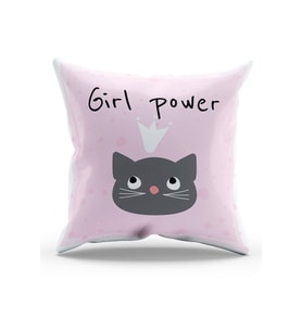 Moud's Çift Tarafı Baskılı Girl Power-2 Desenli Süet Kırlent Kılıfı