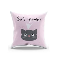 Moud's Çift Tarafı Baskılı Girl Power-2 Desenli Süet Kırlent Kılıfı