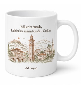 Çankırı Doğduğum Yer Temalı Kupa Bardak Hemşehri Hediye Porselen