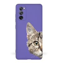 Samsung Galaxy S20 FE Uyumlu Lansman Kılıf Catface Tasarımlı İçi Kadife Kapak-Mor (Şeffaf)