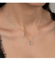 Swarovski Taşlı Gümüş Tektaş Bayan Kolye