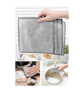 Yayke Çift Katlı Çok Amaçlı Tel Bez Mikrofiber Inox Bez Telli Bulaşık Bezi (1 Adet)
