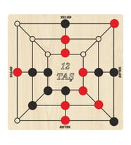 Ahşap 12 Taş Akıl, Zeka ve Strateji Oyunu (oniki Taş)