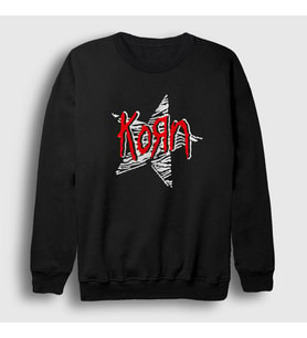 Presmono Unisex Siyah Star Müzik Metal Korn Sweatshirt 514018tt