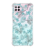 Huawei P40 Lite  Köşe Korumalı Antişok Kapak Floral Su Yeşili Tasarımlı Şeffaf  Kılıf