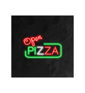Open PIZZA Yazılı ve Şekilli Neon Tabela