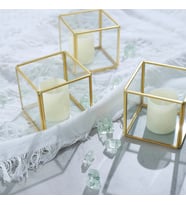 3'lü pirinç mumluk seti dekoratif mumluk (Gold)