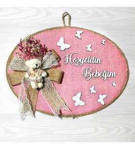 Lora Davet Kız Bebek kapı süsü, Hastane kapı süsü, Duvar süsü (1 Adet) Pembe - 36209