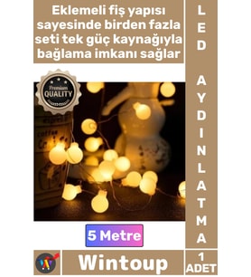 #Led Dekoratif Işık Yılbaşı Süsleme Şeffaf Kablo Fişli Eklemeli 5 Metre 28 Led Gün Işığı Aydınlatma