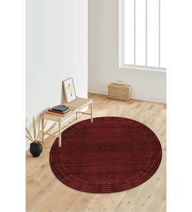 Dijital Baskılı Kaymaz Taban Yıkanabilir Yuvarlak Salon Halısı Koridor Halısı Paspas NDY-HT-645 (Bordo)