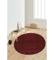 Dijital Baskılı Kaymaz Taban Yıkanabilir Yuvarlak Salon Halısı Koridor Halısı Paspas NDY-HT-645 (Bordo)