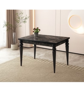 Yandan Açılır Büyüyen Yemek Masası Siyah Mermer Desenli 80x120cm SADECE MASA FİYATIDIR (Siyah-Mermer)