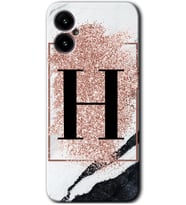 Omix X3 Kılıf HD Desen Baskılı Arka Kapak - Pembe Mermer Desenli H Harfi