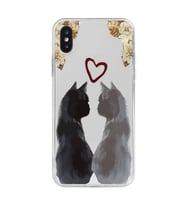 Iphone X ve XS Uyumlu Kedi Çiftler Tasarımlı Şeffaf Telefon Kılıfı