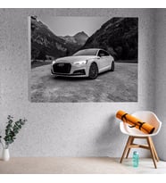Doğa Manzaralı Son Model Audi Araba Temalı Kanvas Tablo