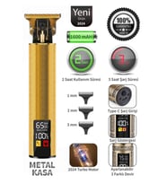 gold tech Led Ekranlı Çelik Kasa Profesyonel T-bıçak Saç Sakal, Ense Çizim Tıraş Makinesi
