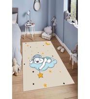 Dijital Baskılı Kaymaz Taban Yıkanabilir Kolay Temizlenir Modern Çocuk Odası Halısı NDÇ-HT-291 (Krem)