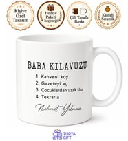 Baba Kılavuzu Yazılı Esprili Tasarım Kupa Bardak Babalar Günü Hediye