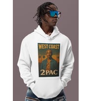 West Coast Tupac Rapper Baskılı Unisex Oversize 2Pac Şarkıcı Hoodie