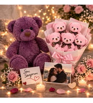 Sevgiliye Romantik Hediye Peluş Ayıcık ve Ayıcık Buketi Sürpriz Hediye