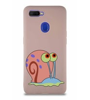 Oppo A5S Soft Premier Kapak Salyangoz Gary Tasarımlı Silikon Kılıf - Pudra (Şeffaf)