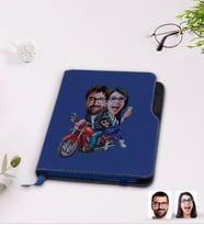 BK Gift Kişiye Özel Sevgililer Karikatürlü Lacivert Termo Deri Defter-97