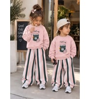 That's My Jam Çilek Baskılı Sweatshirt Çizgili Eşofman 3İp Alt Üst Takım
