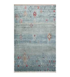Hoom Rugs Nepal ZR 15 Yün Viskon Tensel Aqua Multy Otantik Modern Uşak Desenli Halı (Çok Renkli)